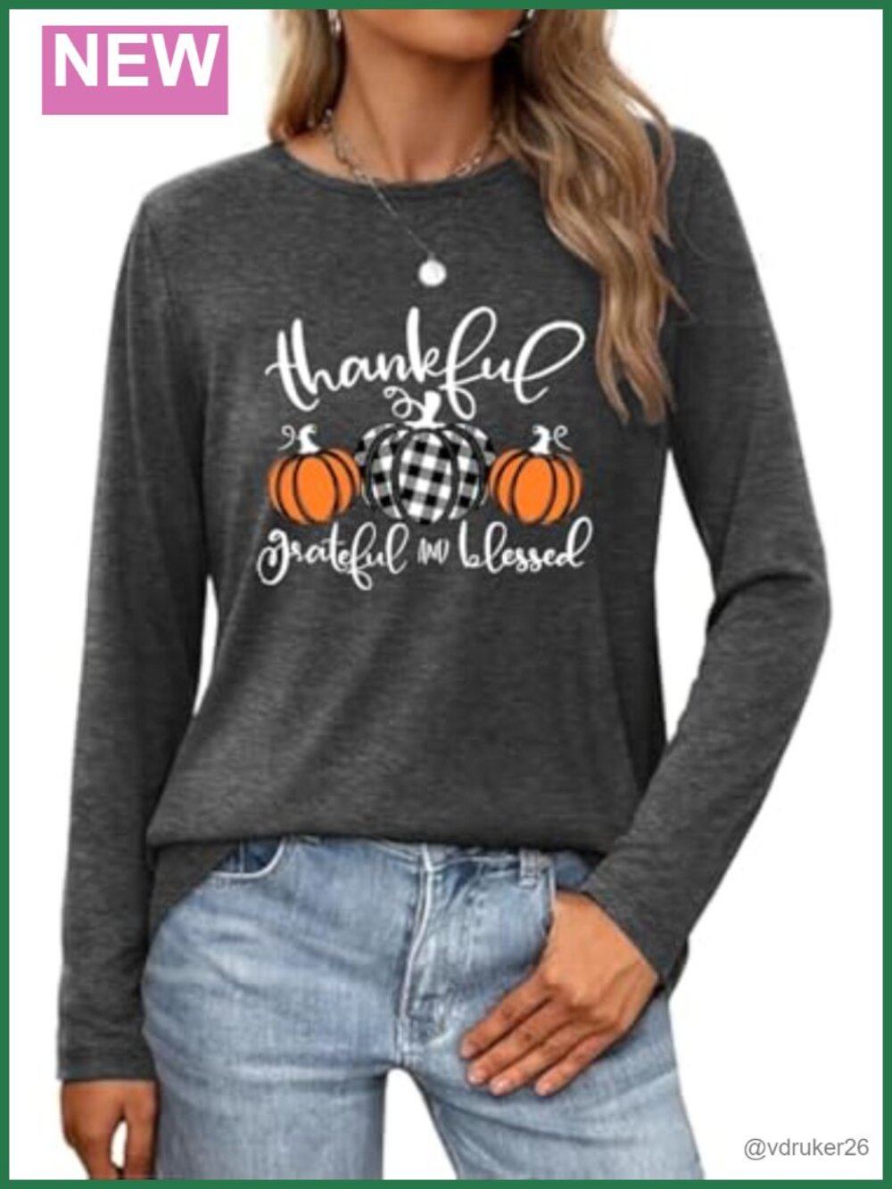 Women's Halloween Pumpkin Graphic Long Sleeve Tee Thanksgiving Fall Top